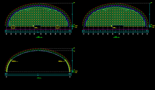五大连池跨度110米，拱高35_7米煤棚网架